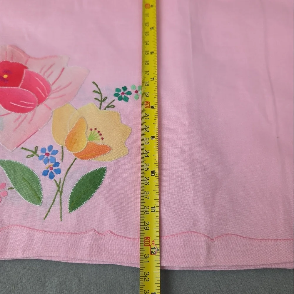 Pink Floral Embroidered Placemat Cloth Napkin Set Applique Coquette Shabby Chic